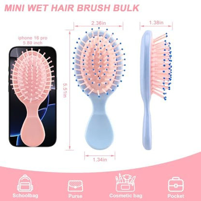 HOFASON 6-Pack Mini Wet Hair Brush – Bulk Stocking Stuffers for Women, Teens, Girls | Travel & Party Favors