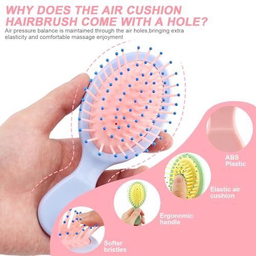 HOFASON 6-Pack Mini Wet Hair Brush – Bulk Stocking Stuffers for Women, Teens, Girls | Travel & Party Favors - görsel 6