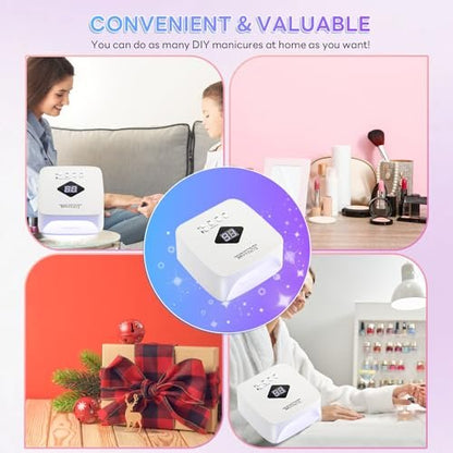 BEENLE Cordless Nail Lamp 120W Rechargeable UV LED Light for Gel Nails - Portable Nail Dryer with 3 Timer Modes, Continuous Use Up to 4-5 Hours (S10 Max)