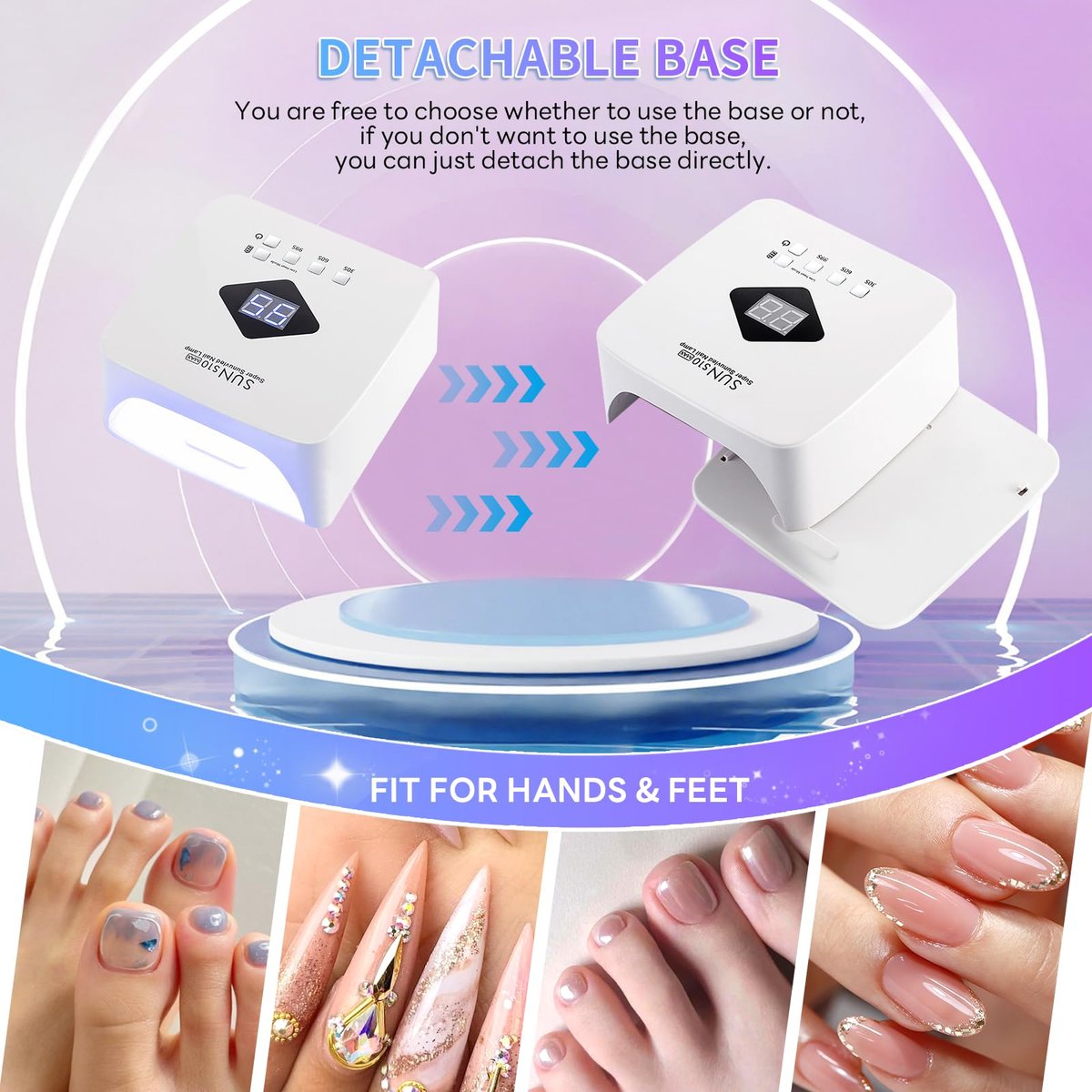 BEENLE Cordless Nail Lamp 120W Rechargeable UV LED Light for Gel Nails - Portable Nail Dryer with 3 Timer Modes, Continuous Use Up to 4-5 Hours (S10 Max) - görsel 11