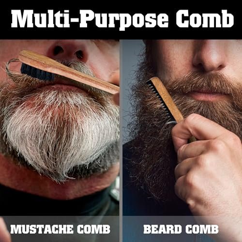 Vtuna 2-in-1 Beard Comb & Brush – Handcrafted Wood, Horn & Cow Tail Hair for Men – Gift Box Included - görsel 6