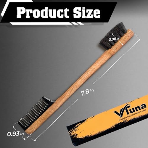 Vtuna 2-in-1 Beard Comb & Brush – Handcrafted Wood, Horn & Cow Tail Hair for Men – Gift Box Included - görsel 8