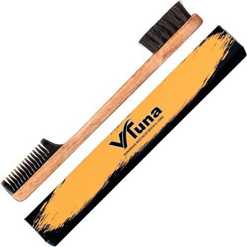 Vtuna 2-in-1 Beard Comb & Brush – Handcrafted Wood, Horn & Cow Tail Hair for Men – Gift Box Included - görsel 2