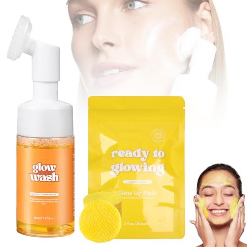 Tbexem Turmeric Face Wash + Turmeric Cleansing Pads – 100% Natural, Reduce Blemishes & Dark Areas, Daily Cleansing, Gentle Skin Care (1 Set) Avelisse