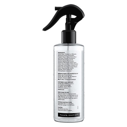 Bare Anatomy Nature x Science Rosemary Water Spray for Hair Growth & Hair Thickness with Rice Water | 100% Natural Extract | Soft & Smooth Hair | Controls Hairfall | Non-Greasy & Fast Absorbing | 200ml