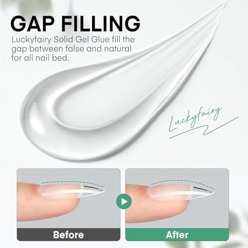 Luckyfairy 40ml Super Strong Nail Glue - Soft Solid Gel for Press Ons & Acrylics, Mess Free, Lamp Curing Needed, Durable & Long-Lasting - görsel 14