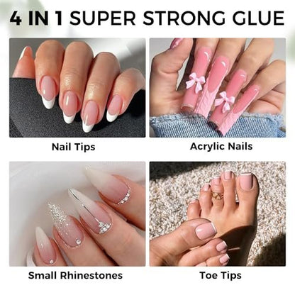 Luckyfairy 40ml Super Strong Nail Glue - Soft Solid Gel for Press Ons & Acrylics, Mess Free, Lamp Curing Needed, Durable & Long-Lasting