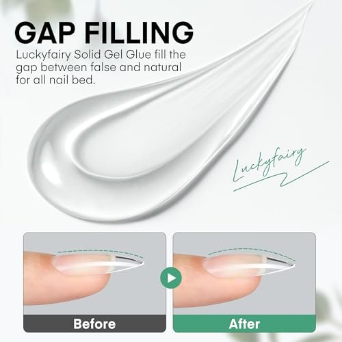 Luckyfairy Nail Glue Gel for Nail Tips - Super Strong Solid Gel UV Cured Needed, 15ml Soak Off Soft Adhesive Bonding for Acrylic Nails, Nail Extension Fake Nails - görsel 18