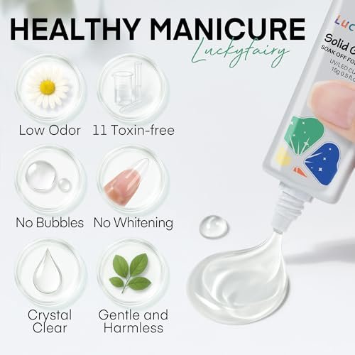 Luckyfairy Nail Glue Gel for Nail Tips - Super Strong Solid Gel UV Cured Needed, 15ml Soak Off Soft Adhesive Bonding for Acrylic Nails, Nail Extension Fake Nails - görsel 12