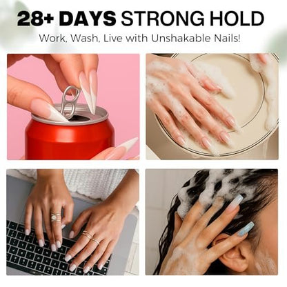 Luckyfairy Nail Glue Gel for Nail Tips - Super Strong Solid Gel UV Cured Needed, 15ml Soak Off Soft Adhesive Bonding for Acrylic Nails, Nail Extension Fake Nails