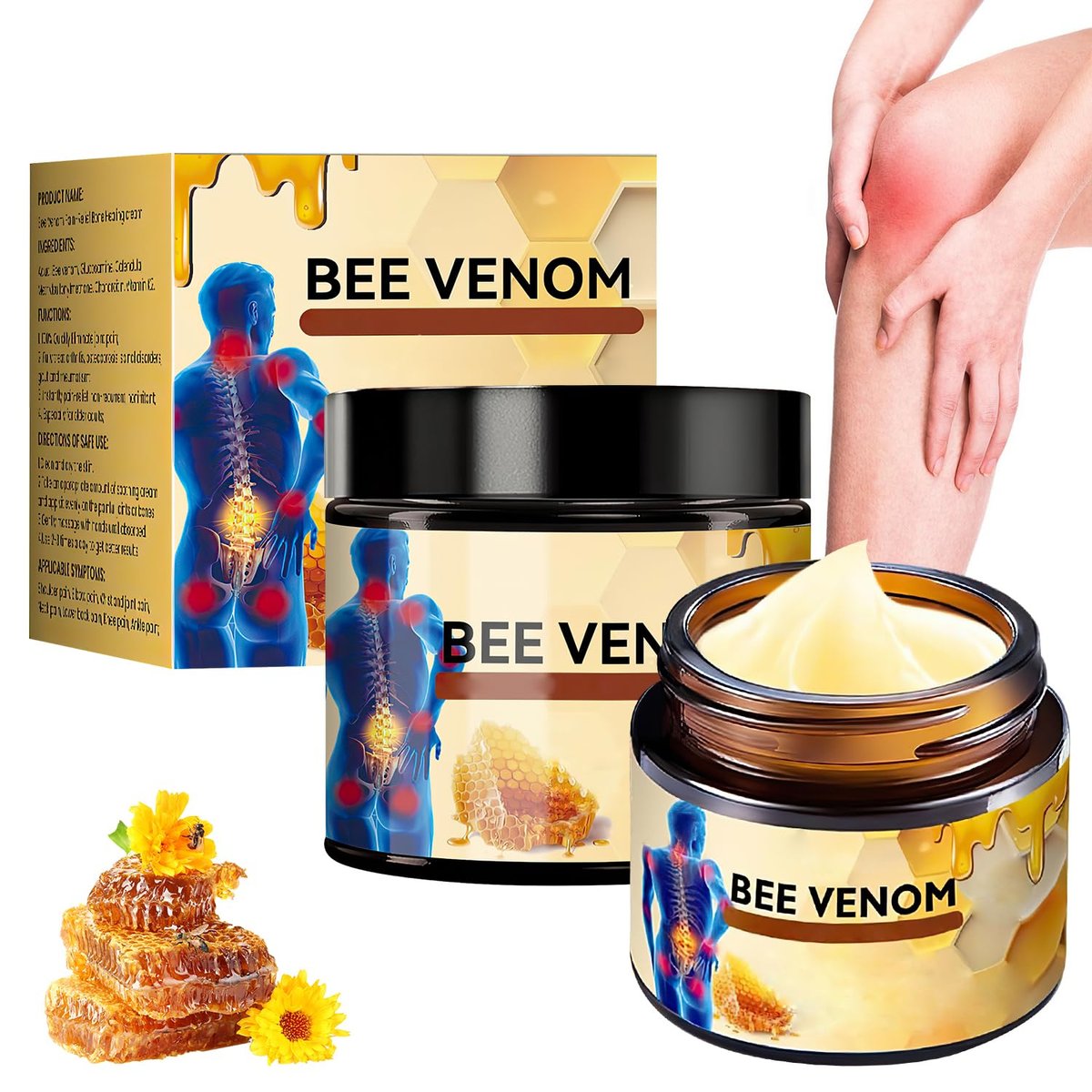 2-Pack Bee Venom Moisturizing Cream – Fast-Absorbing, Lightweight Daily Body Cream with Natural Formula Avelisse