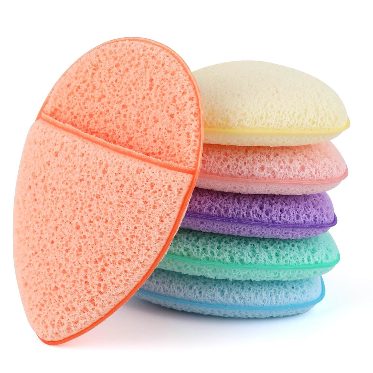 6-Piece Colorful Facial Sponges Set – Reusable Makeup Remover & Exfoliating Cleansing Puffs for Daily Face Wash - görsel 1