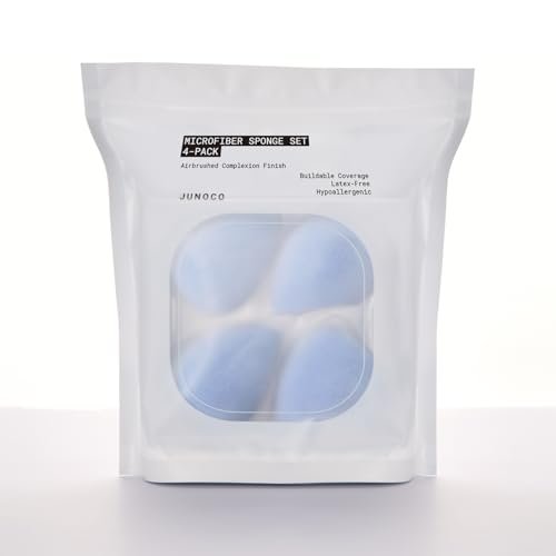 JUNO & Co. Microfiber Makeup Sponge Set 4-Pack - Dual Layer Technology for Airbrushed Complexion Finish Avelisse