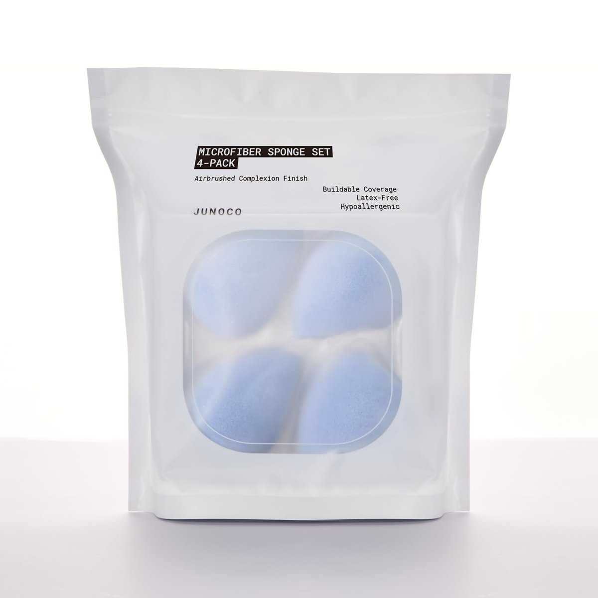 JUNO & Co. Microfiber Makeup Sponge Set 4-Pack - Dual Layer Technology for Airbrushed Complexion Finish Avelisse