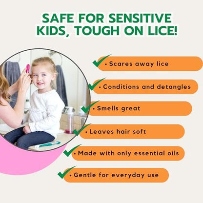 Natural Lice Prevention and Repellent Hair Oil Spray for Kids Hair – Essential Oils, Detangles and Conditions, Only 5 Oil Ingredients - Tea Tree, Rosemary, and Lavender Oils by Ella’s Kids Avelisse