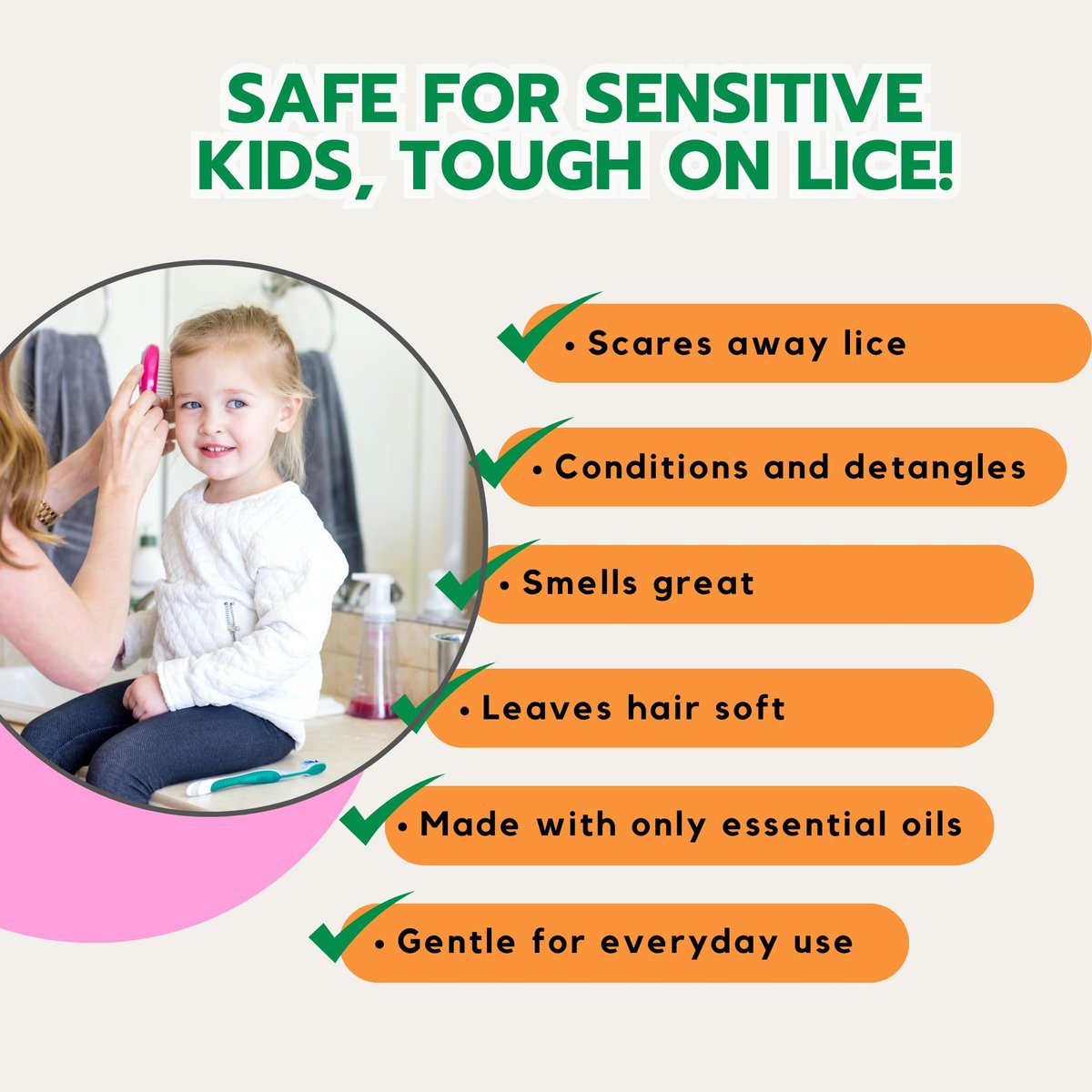 Natural Lice Prevention and Repellent Hair Oil Spray for Kids Hair – Essential Oils, Detangles and Conditions, Only 5 Oil Ingredients - Tea Tree, Rosemary, and Lavender Oils by Ella’s Kids Avelisse