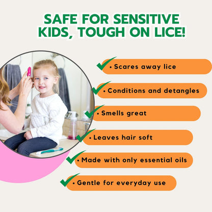 Natural Lice Prevention and Repellent Hair Oil Spray for Kids Hair – Essential Oils, Detangles and Conditions, Only 5 Oil Ingredients - Tea Tree, Rosemary, and Lavender Oils by Ella’s Kids Avelisse