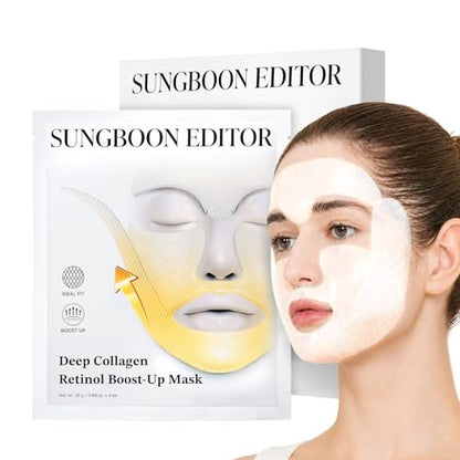 SUNGBOON EDITOR Deep Collagen Retinol Tension Boost Up Mask – Firming Face & Neck Mask with Retinol & Volufiline, Korean Skincare, 25g x 4ea Avelisse