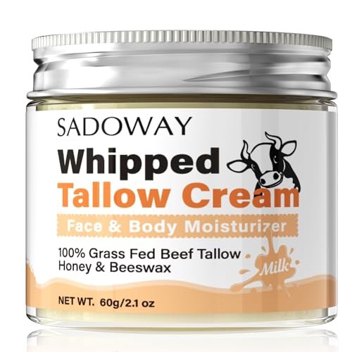 SADOWAY Beef Tallow for Skin: Handmade Organic Grass-Fed Whipped Beef Tallow & Honey Balm Face Moisturizer for Dry Skin - görsel 2
