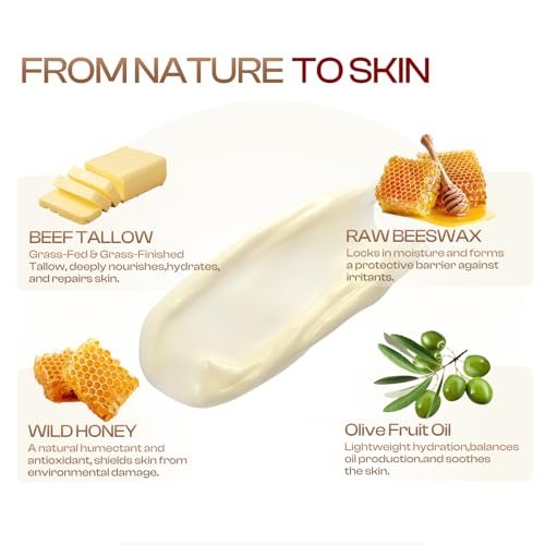 SADOWAY Beef Tallow for Skin: Handmade Organic Grass-Fed Whipped Beef Tallow & Honey Balm Face Moisturizer for Dry Skin - görsel 6