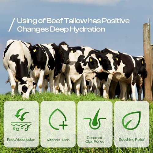 SADOWAY Beef Tallow for Skin: Handmade Organic Grass-Fed Whipped Beef Tallow & Honey Balm Face Moisturizer for Dry Skin - görsel 10