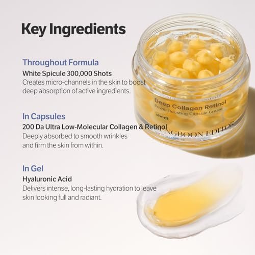 SUNGBOON EDITOR Deep Collagen Retinol Capsule Cream – Anti-Aging Night Cream for Fine Lines & Dry Skin with White Spicules, Collagen & Retinol | Korean Skincare, 1.69 fl.oz Avelisse