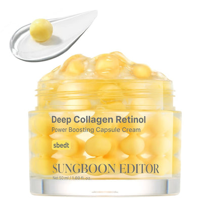 SUNGBOON EDITOR Deep Collagen Retinol Capsule Cream – Anti-Aging Night Cream for Fine Lines & Dry Skin with White Spicules, Collagen & Retinol | Korean Skincare, 1.69 fl.oz Avelisse