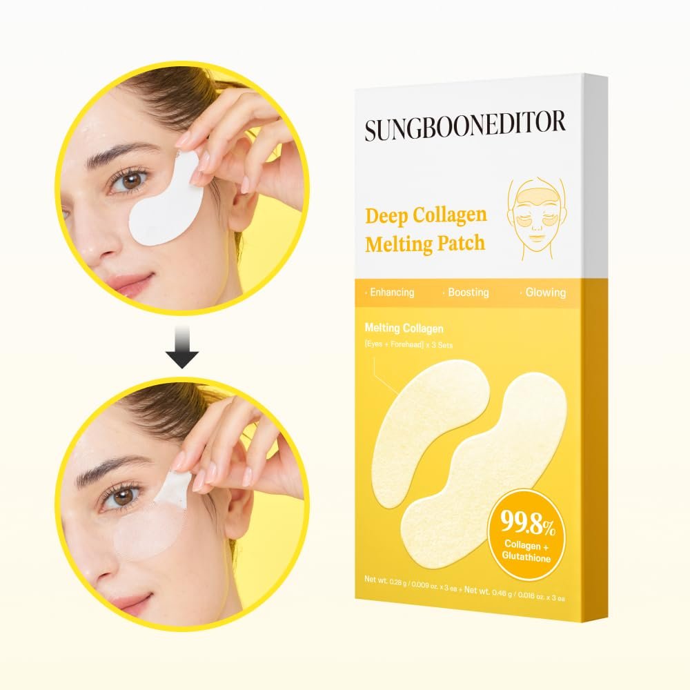 SUNGBOON EDITOR Deep Collagen Melting Patch - Collagen & Glutathione Hydrating Eye Patches for Firm-Looking Skin, Fine Line & Spot Care, Korean Skincare, 1.13 oz Avelisse
