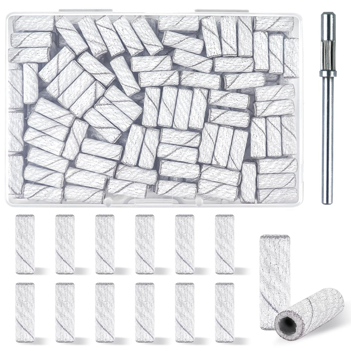 100 Pcs 240 Grit White Small Sanding Bands Nail Drill Bit - Extreme Fine Grit Mini Sanding Band for Acrylic Nails - görsel 1