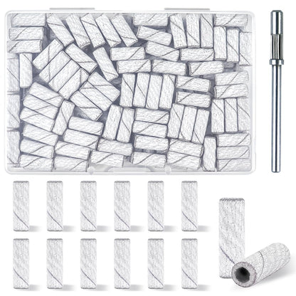100 Pcs 240 Grit White Small Sanding Bands Nail Drill Bit - Extreme Fine Grit Mini Sanding Band for Acrylic Nails