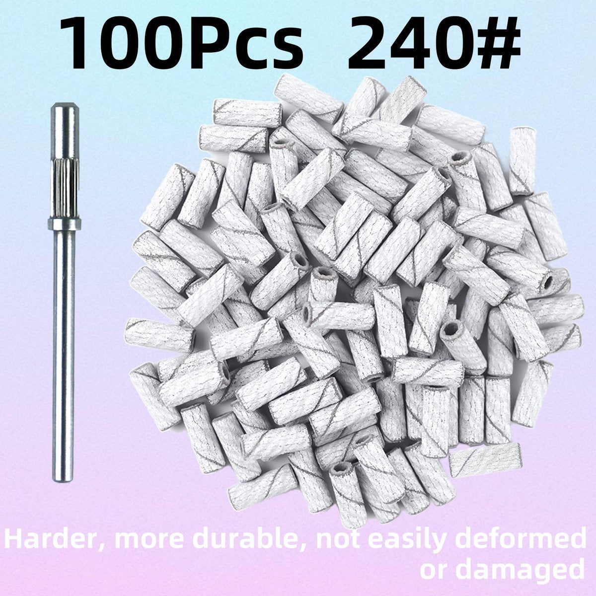 100 Pcs 240 Grit White Small Sanding Bands Nail Drill Bit - Extreme Fine Grit Mini Sanding Band for Acrylic Nails - görsel 9