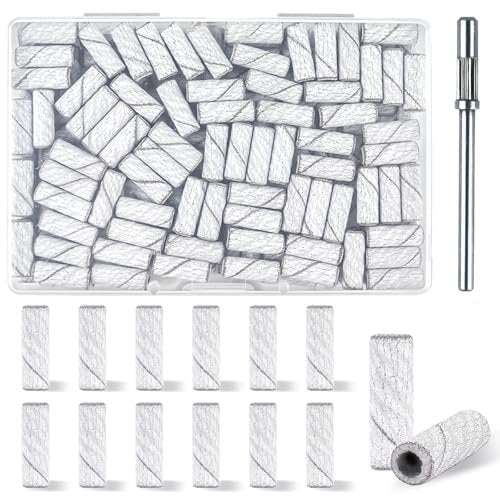 100 Pcs 240 Grit White Small Sanding Bands Nail Drill Bit - Extreme Fine Grit Mini Sanding Band for Acrylic Nails - görsel 2