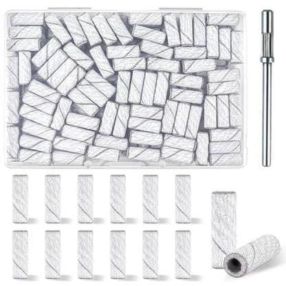 100 Pcs 240 Grit White Small Sanding Bands Nail Drill Bit - Extreme Fine Grit Mini Sanding Band for Acrylic Nails