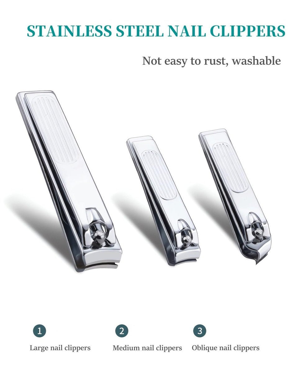 6-Piece Nail Clipper Set - Stainless Steel Toenail & Fingernail Clippers with PU Leather Case - Travel Manicure Kit Gift Avelisse