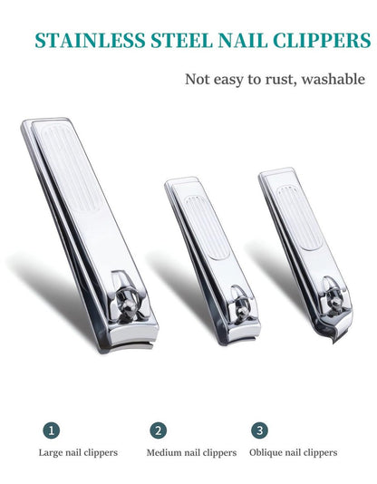 6-Piece Nail Clipper Set - Stainless Steel Toenail & Fingernail Clippers with PU Leather Case - Travel Manicure Kit Gift Avelisse