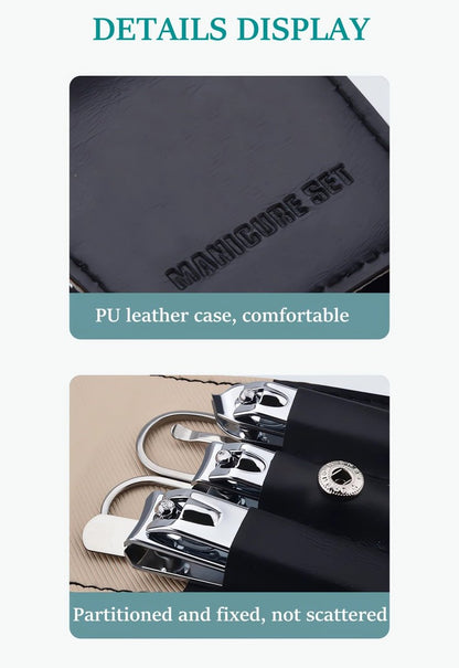 6-Piece Nail Clipper Set - Stainless Steel Toenail & Fingernail Clippers with PU Leather Case - Travel Manicure Kit Gift Avelisse