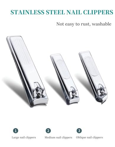 6-Piece Nail Clipper Set - Stainless Steel Toenail & Fingernail Clippers with PU Leather Case - Travel Manicure Kit Gift Avelisse
