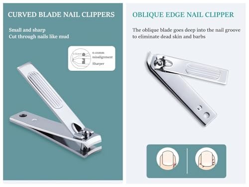 6-Piece Nail Clipper Set - Stainless Steel Toenail & Fingernail Clippers with PU Leather Case - Travel Manicure Kit Gift Avelisse