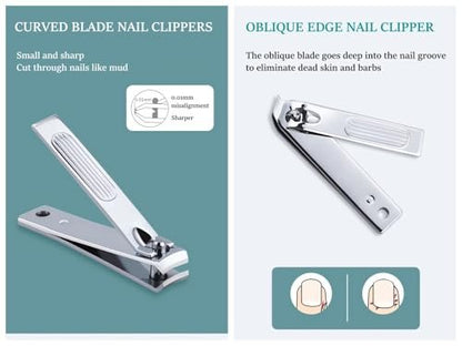 6-Piece Nail Clipper Set - Stainless Steel Toenail & Fingernail Clippers with PU Leather Case - Travel Manicure Kit Gift Avelisse