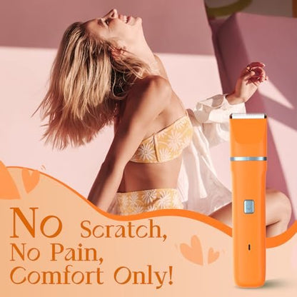 Risina Waterproof 2-in-1 Rechargeable Facial Hair Remover & Bikini Trimmer for Women – Painless Electric Shaver for Lip, Arms, Face, Peach Fuzz