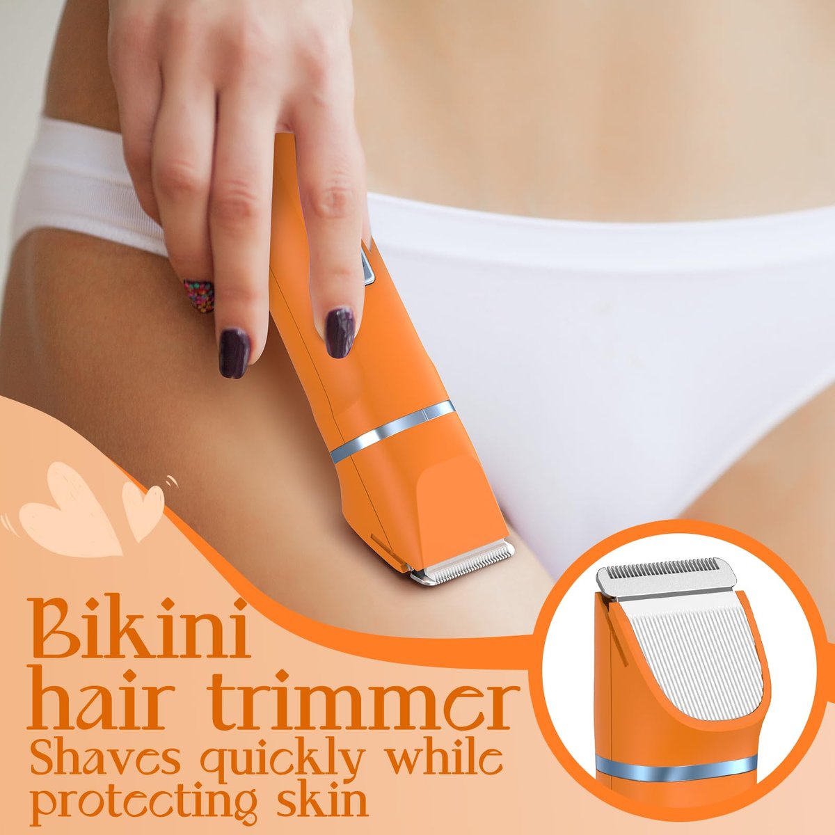 Risina Waterproof 2-in-1 Rechargeable Facial Hair Remover & Bikini Trimmer for Women – Painless Electric Shaver for Lip, Arms, Face, Peach Fuzz - görsel 11