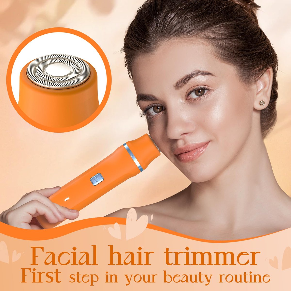 Risina Waterproof 2-in-1 Rechargeable Facial Hair Remover & Bikini Trimmer for Women – Painless Electric Shaver for Lip, Arms, Face, Peach Fuzz - görsel 3