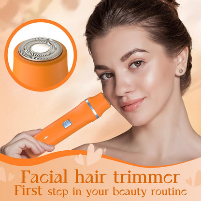 Risina Waterproof 2-in-1 Rechargeable Facial Hair Remover & Bikini Trimmer for Women – Painless Electric Shaver for Lip, Arms, Face, Peach Fuzz