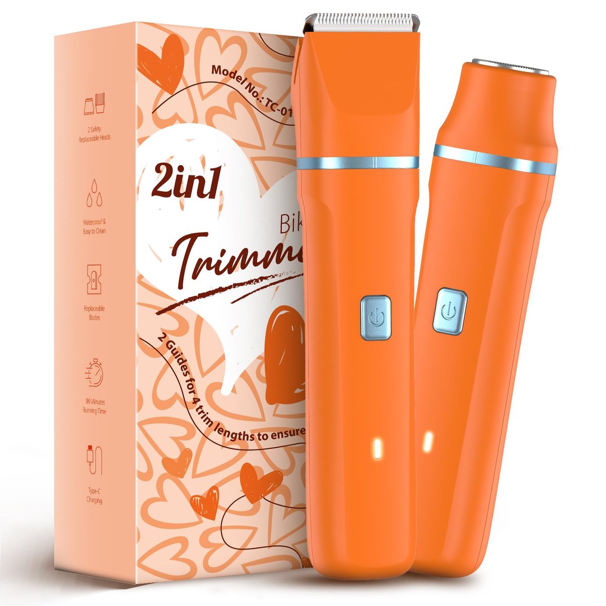 Risina Waterproof 2-in-1 Rechargeable Facial Hair Remover & Bikini Trimmer for Women – Painless Electric Shaver for Lip, Arms, Face, Peach Fuzz - görsel 15