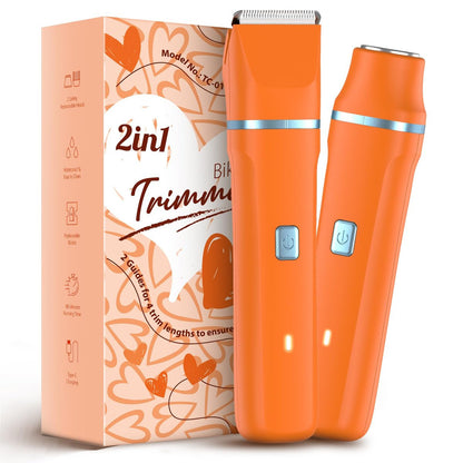 Risina Waterproof 2-in-1 Rechargeable Facial Hair Remover & Bikini Trimmer for Women – Painless Electric Shaver for Lip, Arms, Face, Peach Fuzz