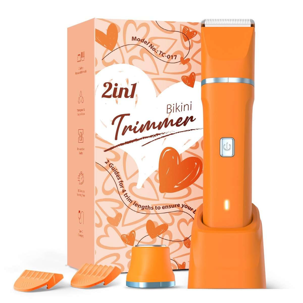 Risina Waterproof 2-in-1 Rechargeable Facial Hair Remover & Bikini Trimmer for Women – Painless Electric Shaver for Lip, Arms, Face, Peach Fuzz - görsel 1