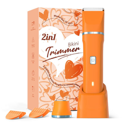 Risina Waterproof 2-in-1 Rechargeable Facial Hair Remover & Bikini Trimmer for Women – Painless Electric Shaver for Lip, Arms, Face, Peach Fuzz