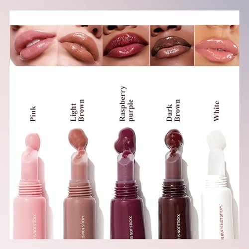 DENESTUP 5-Piece Hydrating Lip Gloss Jam Set – High Shine Glass Finish Nude Colors, Moisturizing Glitter Plumping Lip Gloss, Shiny Jelly Liquid Lipstick for Women & Girls - görsel 10
