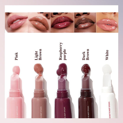 DENESTUP 5-Piece Hydrating Lip Gloss Jam Set – High Shine Glass Finish Nude Colors, Moisturizing Glitter Plumping Lip Gloss, Shiny Jelly Liquid Lipstick for Women & Girls