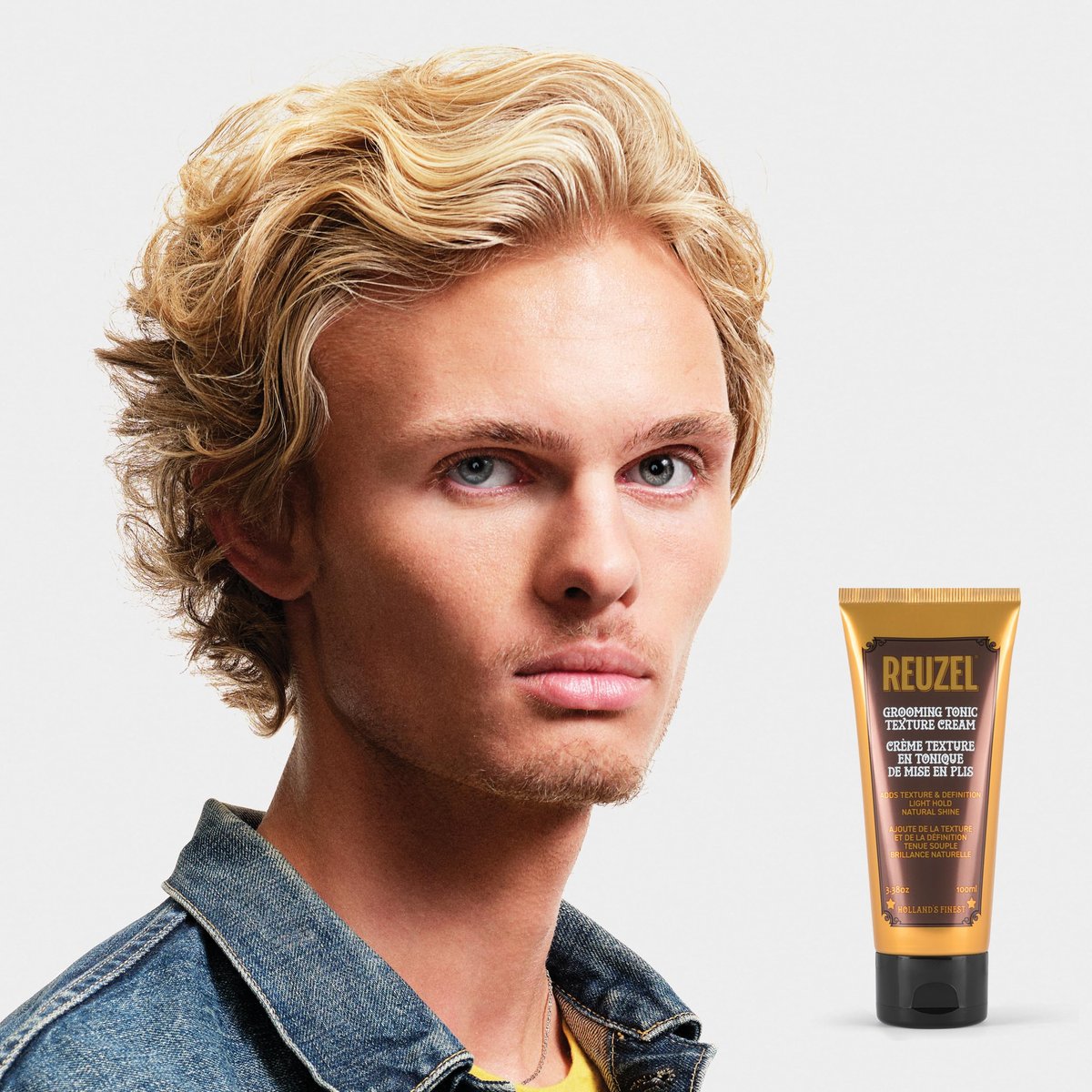 REUZEL Grooming Tonic Texture Cream – Light Hold, Natural Shine, Curl Definition & Heat Protection for All Hair Types (3.38 oz) Avelisse